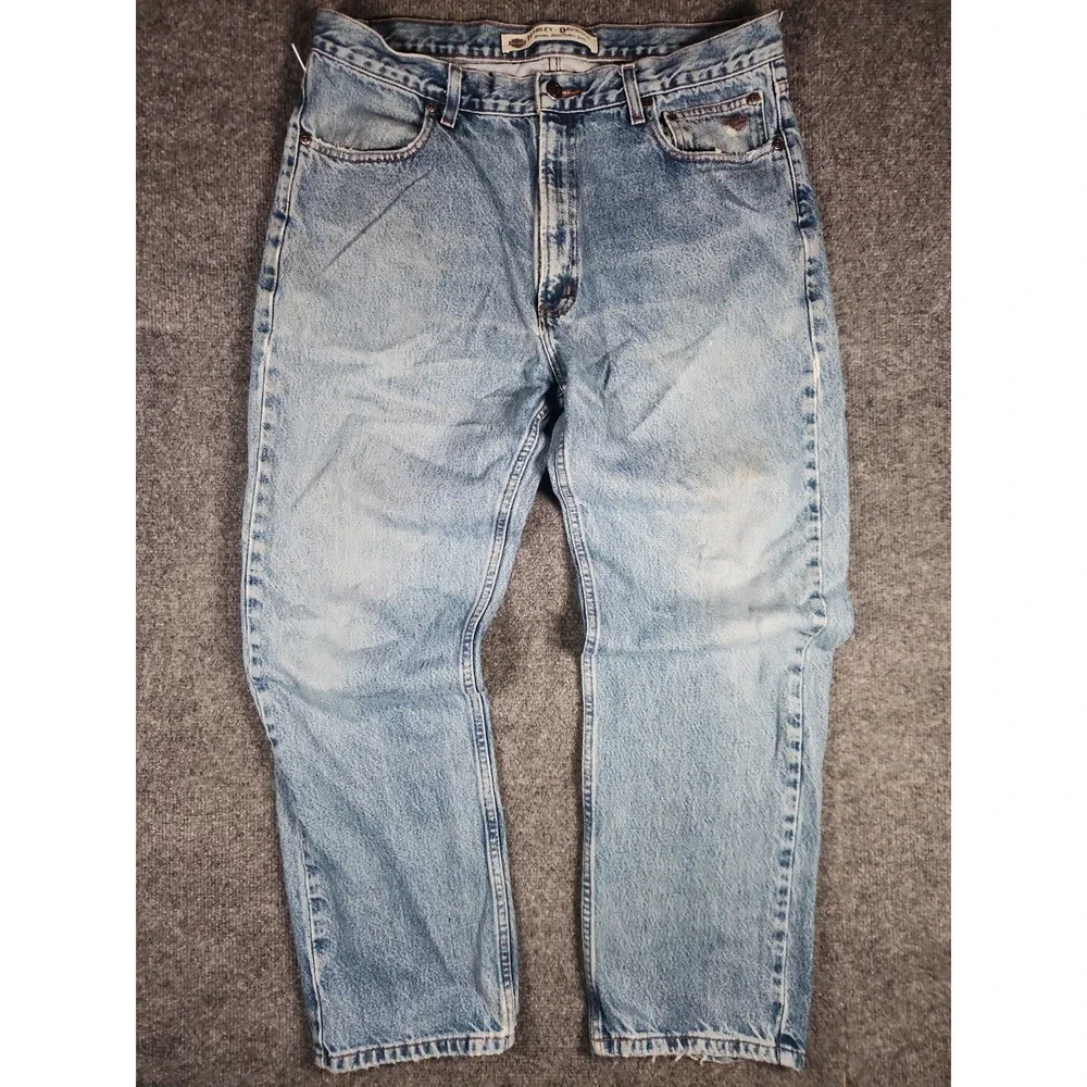 Harley Davidson Vintage Jeans 36x29 Light Wash Distressed USA Made MotorClothes